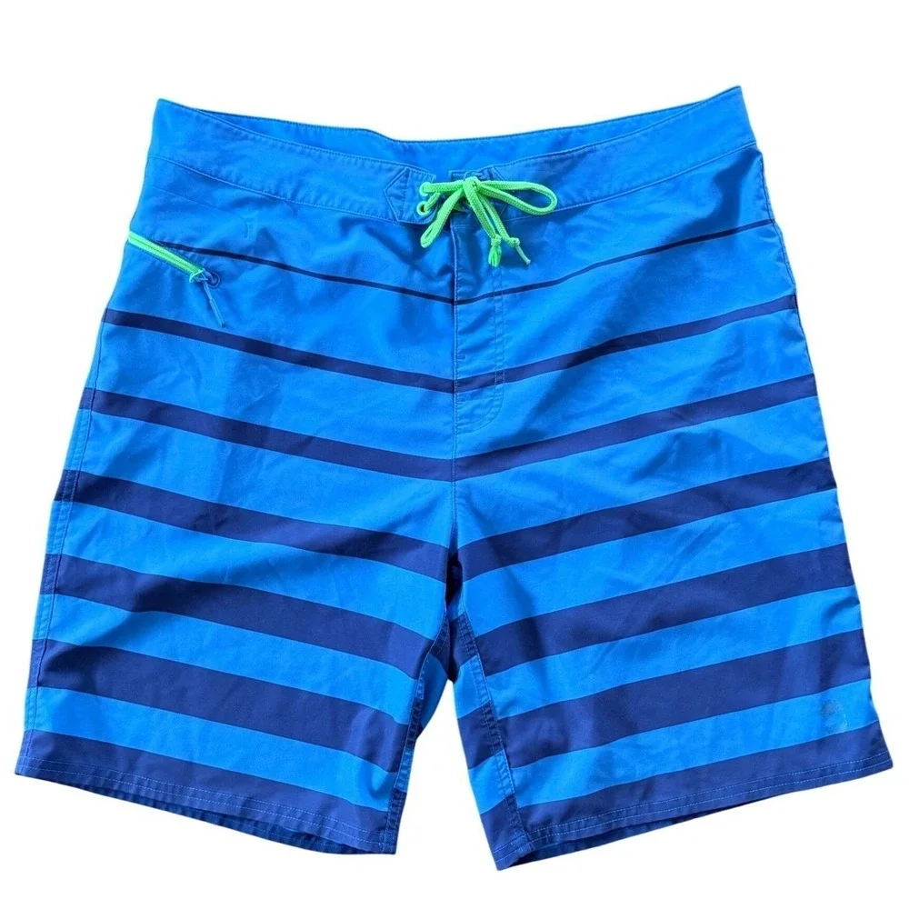 Vineyard Vines Mens Blue Striped Board Shorts Swim Trunks Size 36 Stretch